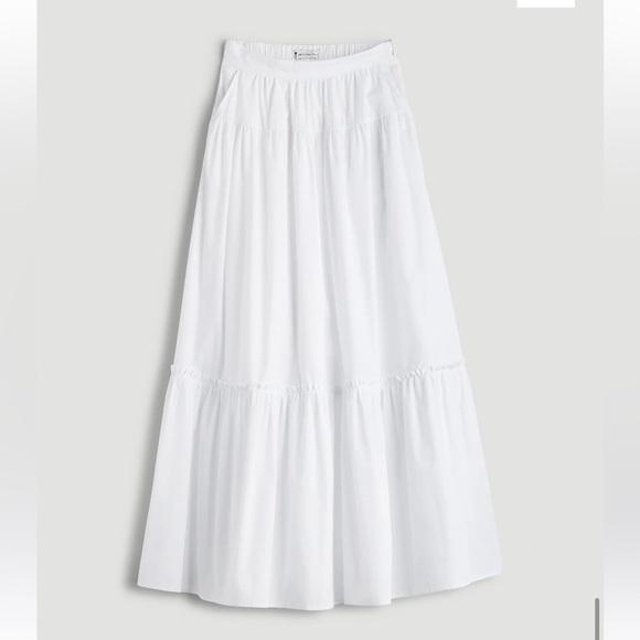 American Tall Maxi Skirt XL Tall White Tiered High Rise Long Skirt NWT - Picture 7 of 7
